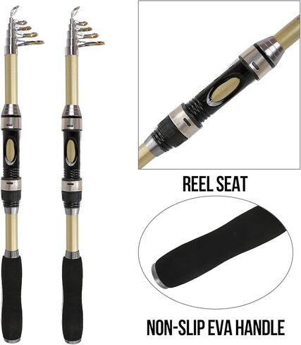 Telescopic Fishing Rod and Reel Combo – Collapsible 5.9ft Fishing Pole with Spinning Reel & Carry Bag, Travel Fishing Starter Kit for Beginners & Gifts in Saudi Arabia