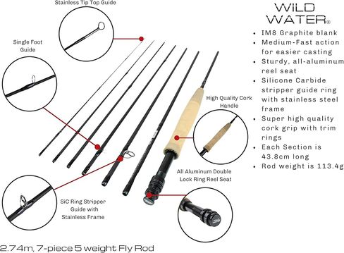 Wild Water Fly Fishing 5wt 9ft 7-piece Standard Fly Fishing Kit in Saudi Arabia