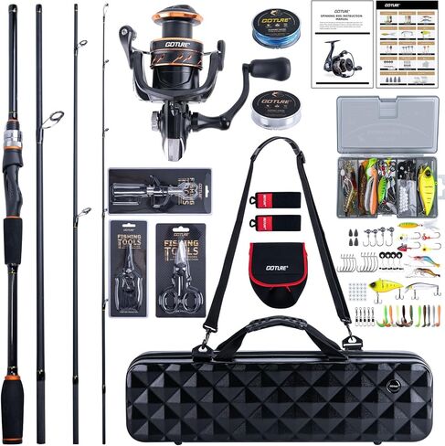 Goture Spinning Fishing Rod & Reel Combo with Carrier Bag,6.6-9FT,Spin Reels, Lures Kit, Pliers, Braided Line, Fish Gripper, Carbon Fiber Freshwater Fishing Rod Full Kit for Starter in Saudi Arabia