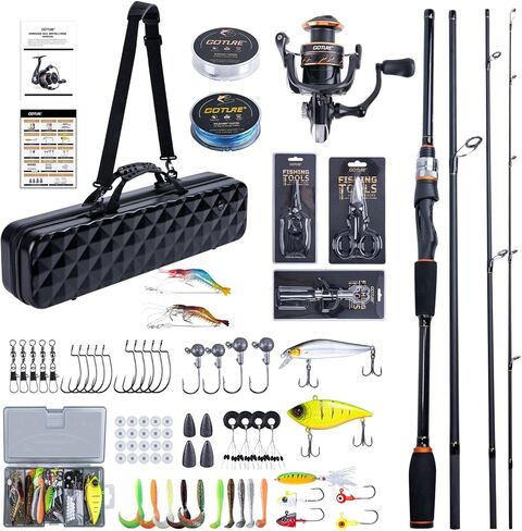 Goture Spinning Fishing Rod & Reel Combo with Carrier Bag,6.6-9FT,Spin Reels, Lures Kit, Pliers, Braided Line, Fish Gripper, Carbon Fiber Freshwater Fishing Rod Full Kit for Starter in Saudi Arabia