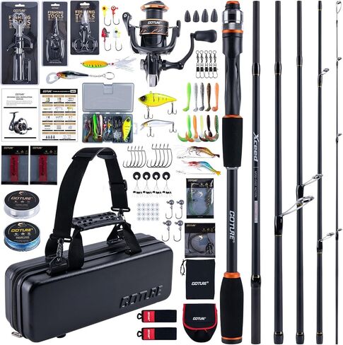 Goture Spinning Fishing Rod & Reel Combo with Carrier Bag,6.6-9FT,Spin Reels, Lures Kit, Pliers, Braided Line, Fish Gripper, Carbon Fiber Freshwater Fishing Rod Full Kit for Starter in Saudi Arabia