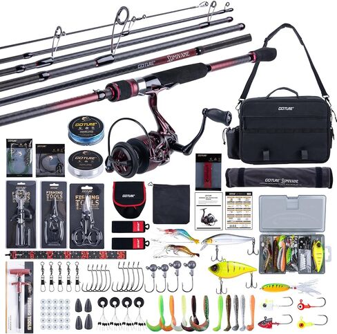 Goture Spinning Fishing Rod & Reel Combo with Carrier Bag,6.6-9FT,Spin Reels, Lures Kit, Pliers, Braided Line, Fish Gripper, Carbon Fiber Freshwater Fishing Rod Full Kit for Starter in Saudi Arabia