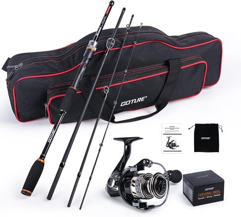 Goture Spinning Fishing Rod & Reel Combo with Carrier Bag,6.6-9FT,Spin Reels, Lures Kit, Pliers, Braided Line, Fish Gripper, Carbon Fiber Freshwater Fishing Rod Full Kit for Starter in Saudi Arabia