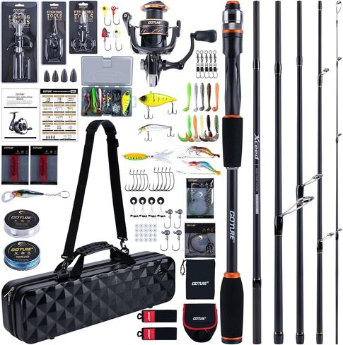 Goture Spinning Fishing Rod & Reel Combo with Carrier Bag,6.6-9FT,Spin Reels, Lures Kit, Pliers, Braided Line, Fish Gripper, Carbon Fiber Freshwater Fishing Rod Full Kit for Starter in Saudi Arabia