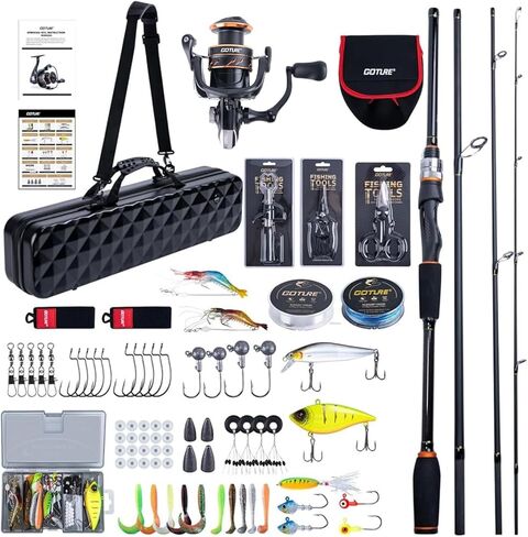 Goture Spinning Fishing Rod & Reel Combo with Carrier Bag,6.6-9FT,Spin Reels, Lures Kit, Pliers, Braided Line, Fish Gripper, Carbon Fiber Freshwater Fishing Rod Full Kit for Starter in Saudi Arabia