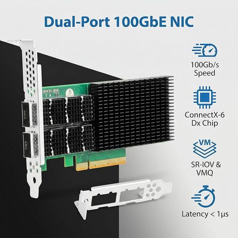 بطاقة Vogzone 100GbE SmartNIC لـ Mellanox MCX623106AN-CDAT، PCIe 4.0 x16 100Gb Ethernet NIC مع شريحة Mellanox ConnectX‑6 Dx EN، بطاقة الشبكة المزدوجة QSFP56 تدعم RDMA in Kuwait