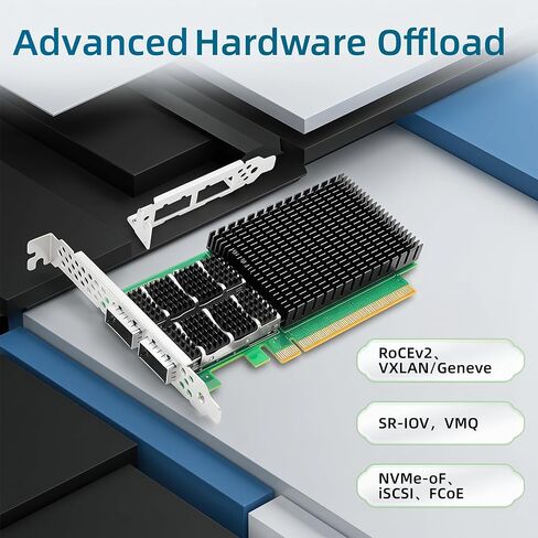 بطاقة Vogzone 100GbE SmartNIC لـ Mellanox MCX623106AN-CDAT، PCIe 4.0 x16 100Gb Ethernet NIC مع شريحة Mellanox ConnectX‑6 Dx EN، بطاقة الشبكة المزدوجة QSFP56 تدعم RDMA in Kuwait