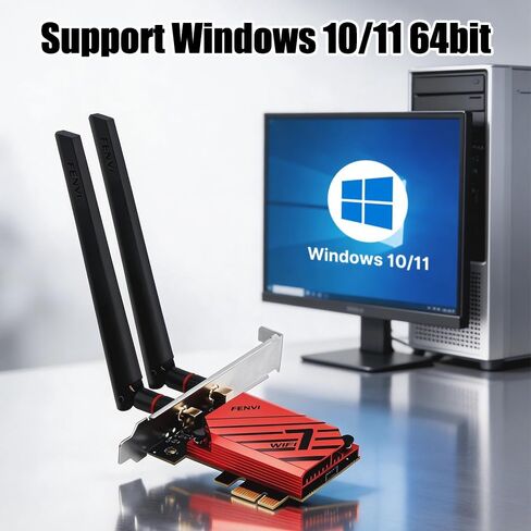 بطاقة FENVI FV-BE5400Pro Wi-Fi 7 PCIe، محول لاسلكي ثلاثي الموجات بسرعة 5.4 جيجابت في الثانية مع بلوتوث 5.4، MLO | OFDMA | MU-MIMO، بطاقة شبكة WiFi7 MT7925 لألعاب الكمبيوتر المكتبي بدقة 4K، تدعم AMD/Intel in Saudi Arabia