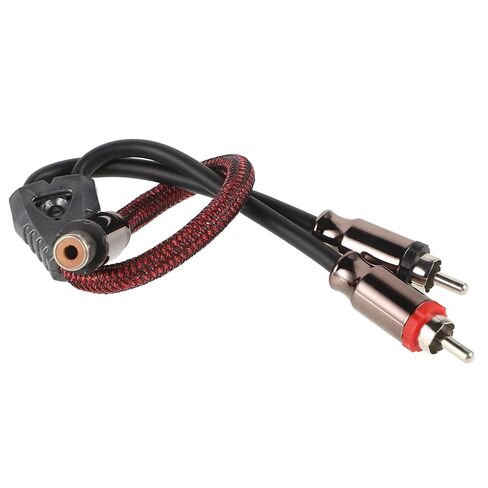 Ciieeo RCA Car Audio Cable 1 Female to 2 Male Dual Wire, Pure Copper with Red Mesh Sleeve, Stereo Speaker Wire for Car Subwoofer and Power Installation in Saudi Arabia