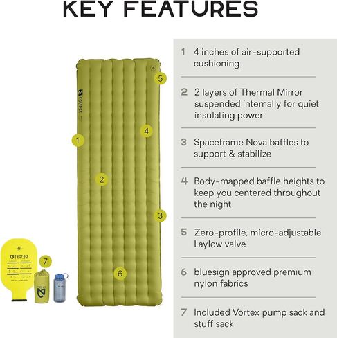 Nemo Equipment Eclipse All-Season Lightweight Insulated Sleeping Pad - Birch Bud/Stormy Night - Long Wide (76"x25") in Saudi Arabia