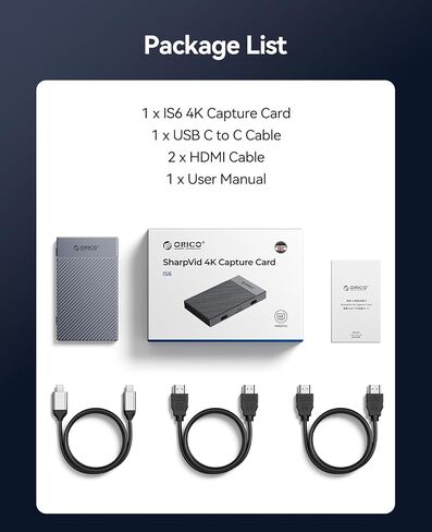 بطاقة التقاط HDMI المحمولة من ORICO IS6 4K للبث، مدخلات مزدوجة 4K@60 هرتز، بطاقة التقاط ألعاب USB C مع منافذ صوت متوافقة مع PS5، وXbox، وSwitch، وتسجيل OBS، وتعمل على الكمبيوتر الشخصي، وMac، والكمبيوتر المحمول، وiPad in Saudi Arabia