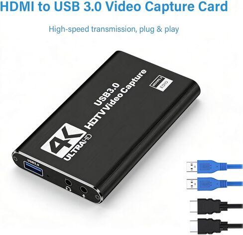 4K HDTV Video Capture Card with 1080P 60FPS, USB 3, 0 Game Recorder for Streaming/Gaming/Meetings - Plug & Play, Ultra-Low Latency, HDR Support in Saudi Arabia