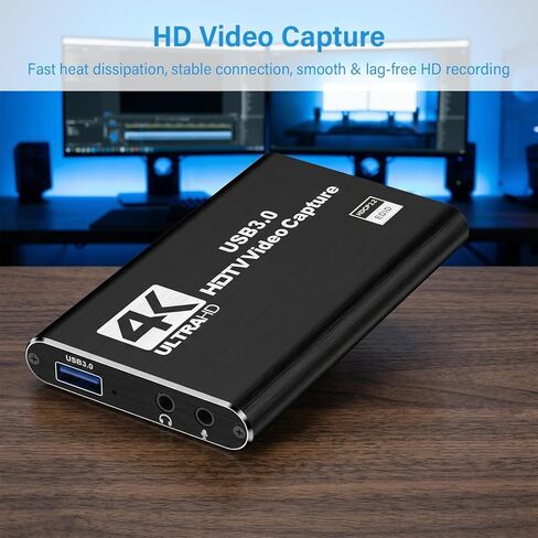 4K HDTV Video Capture Card with 1080P 60FPS, USB 3, 0 Game Recorder for Streaming/Gaming/Meetings - Plug & Play, Ultra-Low Latency, HDR Support in Saudi Arabia