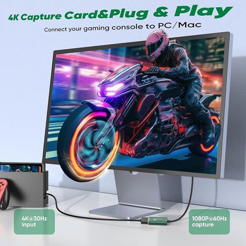 بطاقة التقاط الفيديو، بطاقة التقاط 4K USB 3.0 HDMI إلى USB C، بطاقة تسجيل 1080P 60FPS للألعاب والبث، متوافقة مع IPad Windows Mac OS Switch PS5/4 Xbox OBS Zoom DSLR Camera (أخضر) in Saudi Arabia