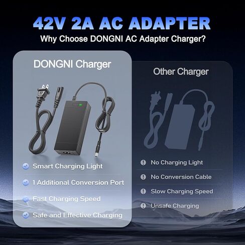 شاحن سكوتر 42 فولت 2 أمبير متوافق مع Gotrax GXL V2، G2، G3، G4، Apex، Eclipse، Rival، XR Elite، مصدر طاقة كهربائي Tour XP متوافق مع شاحن Gotrax Alpha XL in Saudi Arabia