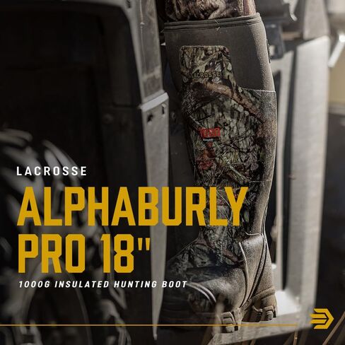 حذاء LaCrosse Alphaburly Pro 18 المعزول للصيد - أحذية مطاطية مموهة معزولة - بطانة ثينسوليت 1000 جرام وبطانة سريعة الجفاف - حذاء صيد مقاوم للماء للرجال - Mossy Oak Country Dna 1000g - 10 in Saudi Arabia