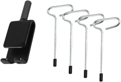 Ice Anchor Tool Kit Drill Adapter with 4 Threaded Pegs, 11.5cm (4.5in) Adapter & 16.5cm (6.5in) Pegs, Heavy Duty Metal Shelter Stakes for Ice Fishing Tent Setup in Saudi Arabia