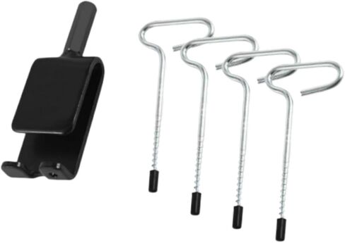 Ice Anchor Tool Kit Drill Adapter with 4 Threaded Pegs, 11.5cm (4.5in) Adapter & 16.5cm (6.5in) Pegs, Heavy Duty Metal Shelter Stakes for Ice Fishing Tent Setup in Saudi Arabia
