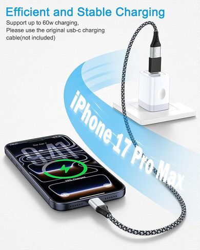USB C to USB Adapter 4Pack, 5Gbps Type C Male to USB-A Female Dongle Adaptor 60W Fast Charging & OTG Data Sync Converter for iPhone 17e 17 Pro Max 16 15 Galaxy S26 A57 A37 Pixel 10a iPad Mac Pro/Air in Saudi Arabia