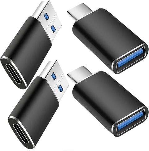 USB A to USB C OTG Adapter 4 Pack, 2Pack Type-C to A & 2Pack USB A to C Adapter,Compatible with MacBook Pro Air,Samsung Notebook and More,for iPhone 16 15 14 13 Plus Pro Max,Serial Adapters in Saudi Arabia