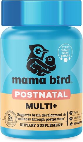 Mama Bird Postnatal Vitamins for Breastfeeding and Postpartum, Whole Food Organic Blend, Methylated Vitamins, Vegan, Post Natal Bonus 10 Smoothie Recipes for New Moms, Once Daily, 30 Ct in Saudi Arabia