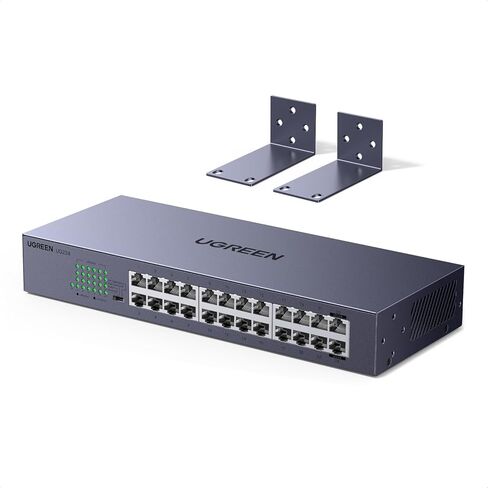 UGREEN 24 Port Gigabit Switch, Rackmount Plug & Play Ethernet Switch, 4 Mode, Unmanaged Network Splitter for Office & Business, Metal Fanless Desktop & Wall Mount Hub for NAS, PC, Printer, Router in Saudi Arabia
