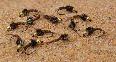 Bead Head Quasimodo Pheasant Tail Mayfly Nymph Flies Tied on Mustad Signature Fly Hooks - 12 Flies in Saudi Arabia