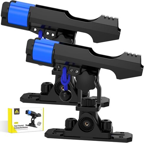 GearTrust 2-in-1 Fishing Rod Holder for Boat Kayak Rod Holder Track Deck Mount, Secure Fishing Pole Holders with Three Tier Rod Protection,Dual T Bolt, Bungee Cord & Sliding Loop in Saudi Arabia