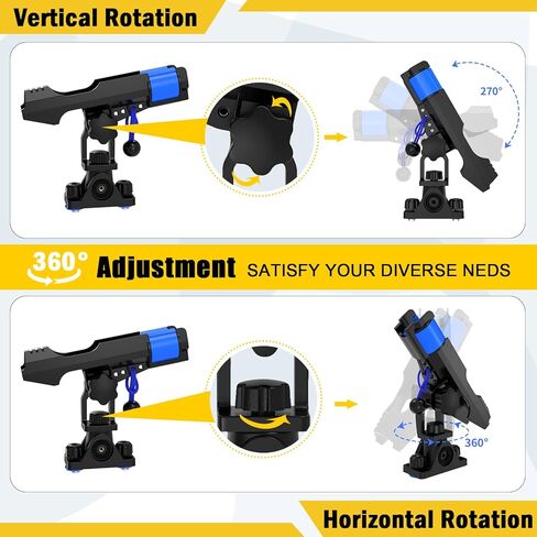 GearTrust 2-in-1 Fishing Rod Holder for Boat Kayak Rod Holder Track Deck Mount, Secure Fishing Pole Holders with Three Tier Rod Protection,Dual T Bolt, Bungee Cord & Sliding Loop in Saudi Arabia