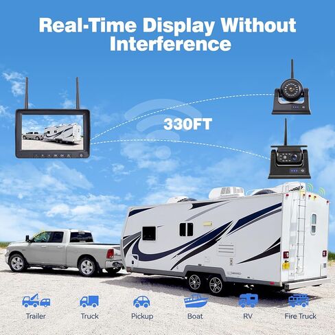 كاميرا احتياطية لاسلكية RV مقاس 7 بوصات 3 مغناطيسية، شاشة DVR HD1080P، IP69 مقاومة للماء ورؤية ليلية بالأشعة تحت الحمراء 3 × 9600 مللي أمبير في الساعة، كاميرات قابلة لإعادة الشحن، كاميرتان جانبيتان وكاميرا خلفية واحدة لشاحنة مقطورة in Kuwait