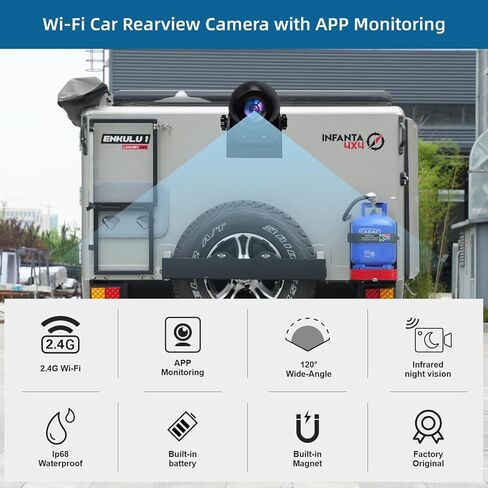 Uzone Wireless Backup Camera,WiFi Magnetic Backup Camera,Rechargeble,IP68 Waterproof,Night Visiong,iPhone APP Bluetooth Rear View Camera for Truck Horse Trailer Hitch Gooseneck Travel Boat Camper RV in Saudi Arabia