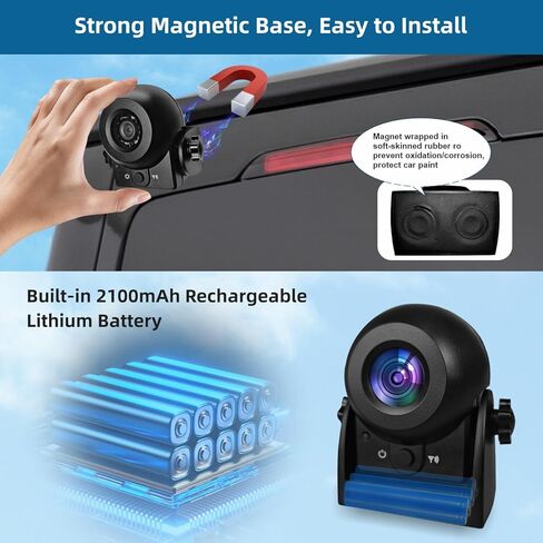Uzone Wireless Backup Camera,WiFi Magnetic Backup Camera,Rechargeble,IP68 Waterproof,Night Visiong,iPhone APP Bluetooth Rear View Camera for Truck Horse Trailer Hitch Gooseneck Travel Boat Camper RV in Saudi Arabia