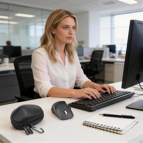 حقيبة حمل متوافقة مع ماوس Logitech MX Master 4/3S/3، حقيبة سفر من جلد البولي يوريثان مقاومة للماء مع فتحة استقبال دقيقة وحماية عجلة التمرير، هيكل صلب مبطن بالفوم مضاد للاهتزاز، أسود in Kuwait