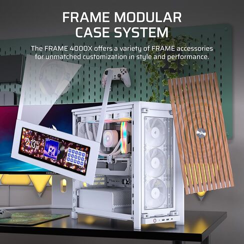 CORSAIR Frame 4000X RS Modular Mid-Tower ATX PC Case – RGB Front Panel, 4X RS120 PWM Fans Included, InfiniRail Fan Mount System, Reverse GPU Anti-Sag and Motherboard Support – White in Saudi Arabia