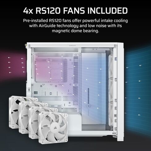 CORSAIR Frame 4000X RS Modular Mid-Tower ATX PC Case – RGB Front Panel, 4X RS120 PWM Fans Included, InfiniRail Fan Mount System, Reverse GPU Anti-Sag and Motherboard Support – White in Saudi Arabia