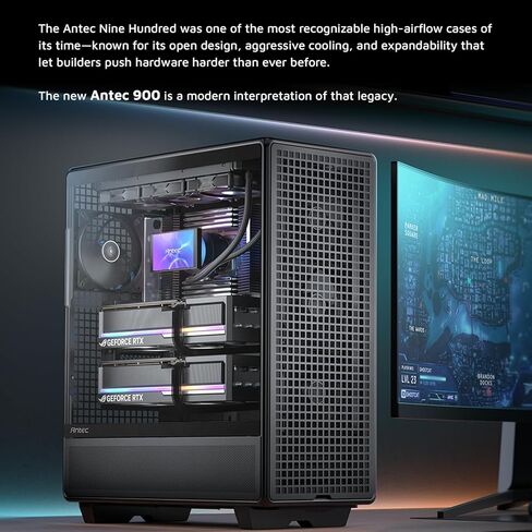 Antec 900 Full Tower Case, AI Workstation & Gaming Chassis, Supports E-ATX/Threadripper & Back-Connect MB, 6 PWM Fans Included, Type-C 10Gbps, 420mm Radiator Support, Tempered Glass in Saudi Arabia