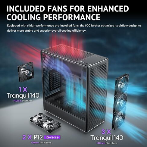 Antec 900 Full Tower Case, AI Workstation & Gaming Chassis, Supports E-ATX/Threadripper & Back-Connect MB, 6 PWM Fans Included, Type-C 10Gbps, 420mm Radiator Support, Tempered Glass in Saudi Arabia