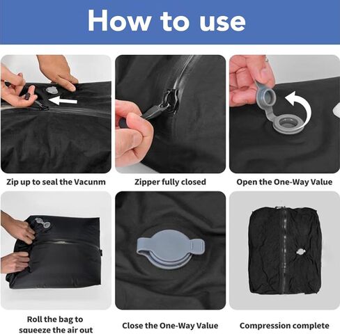 Travel Vacuum Bag, 16L Reusable Proof TPU Vacuum Compression Bag with Easy to Use Sealing Valve, for Suitcase Backpack Camping Cruising Home Storage (Grey) in Saudi Arabia