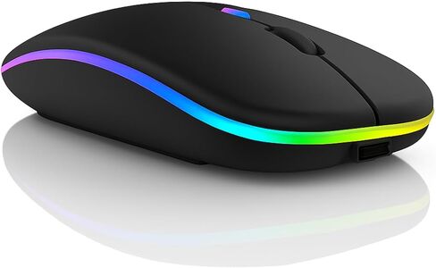 Wireless Mouse for Laptop & PC – Magic, Bluetooth, Rechargeable USB-C, Slim Design with RGB Backlight, Dual Mode 2.4GHz for MacBook, iPad (Jet Black) in Saudi Arabia