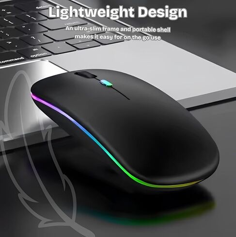 Wireless Mouse for Laptop & PC – Magic, Bluetooth, Rechargeable USB-C, Slim Design with RGB Backlight, Dual Mode 2.4GHz for MacBook, iPad (Jet Black) in Saudi Arabia