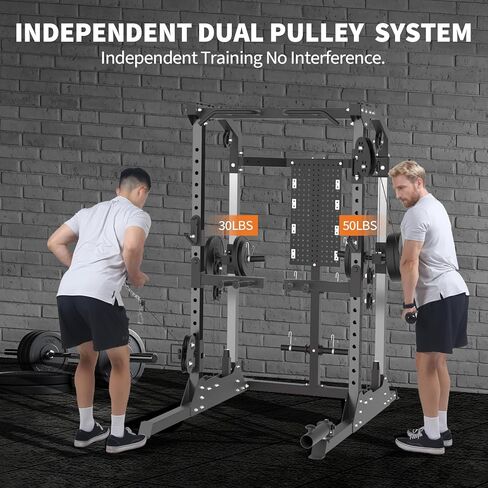 GarveeLife Power Cage, 2000LB Power Rack with Dual Independent Pulley System, Squat Rack with Adjustable Cable Crossover, Multi-Function Home Gym Workout Machine for Home in Saudi Arabia