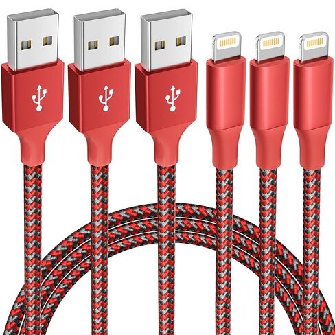 3 Pack 10 FT iPhone Charger Fast Charging Cord MFi Certified Lightning Cable Nylon Braided iPhone Charger Cord Compatible with iPhone 14 13 12 11 Pro Max XR XS X 8 7 6 Plus SE and More in Saudi Arabia