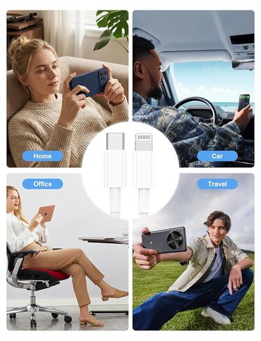 كابل USB C إلى Lightning 2 حزمة 6/10FT [معتمد من Apple MFi]، كابل USB من النوع C إلى Lightning، كابل شاحن iPhone سريع USBC لتوصيل الطاقة سلك شحن سريع لهاتف iPhone 14/13/12/11/XS/XR/X/8/iPad-أبيض in Kuwait