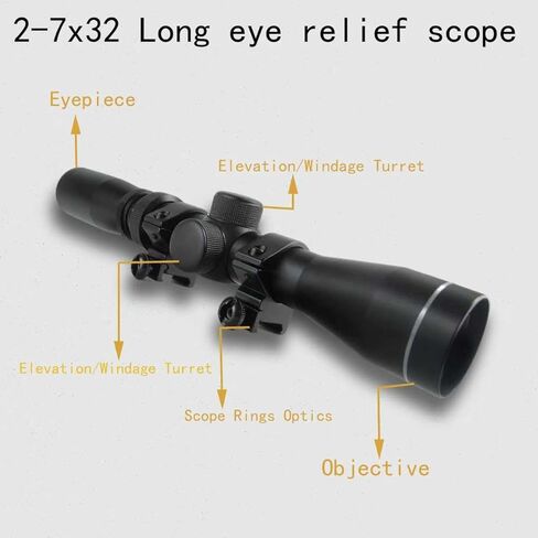 2-7x32 دوبلكس شبكاني طويل العين Riflescopes التكتيكية مع نطاق 20 مم و 11 مم in Kuwait