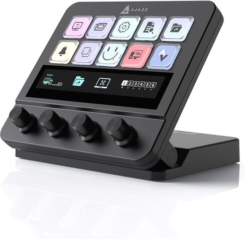 AJAZZ Macro Keypad Stream Controller Deck Gaming Streaming Keyboard Shortcut Keyboard، 6 مفاتيح قابلة للبرمجة قابلة للتخصيص لوحة صوت AI مرئية USB لـ YouTube، إعداد مكتب المكتب، الكمبيوتر المحمول، الكمبيوتر الشخصي، Mac in Kuwait
