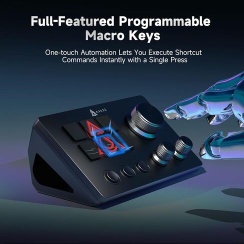 AJAZZ Macro Keypad Stream Controller Deck Gaming Streaming Keyboard Shortcut Keyboard، 6 مفاتيح قابلة للبرمجة قابلة للتخصيص لوحة صوت AI مرئية USB لـ YouTube، إعداد مكتب المكتب، الكمبيوتر المحمول، الكمبيوتر الشخصي، Mac in Kuwait