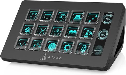 AJAZZ Macro Keypad Stream Controller Deck Gaming Streaming Keyboard Shortcut Keyboard، 6 مفاتيح قابلة للبرمجة قابلة للتخصيص لوحة صوت AI مرئية USB لـ YouTube، إعداد مكتب المكتب، الكمبيوتر المحمول، الكمبيوتر الشخصي، Mac in Kuwait