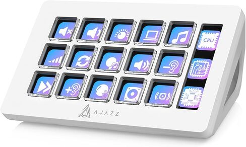 AJAZZ Macro Keypad Stream Controller Deck Gaming Streaming Keyboard Shortcut Keyboard، 6 مفاتيح قابلة للبرمجة قابلة للتخصيص لوحة صوت AI مرئية USB لـ YouTube، إعداد مكتب المكتب، الكمبيوتر المحمول، الكمبيوتر الشخصي، Mac in Kuwait