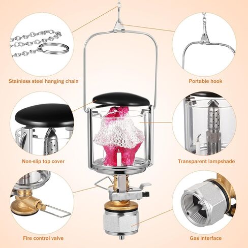 Operitacx Portable Mapp Gas Lamp with Lantern Cover, Propane Gas Powered Camping Lantern for Tent Illumination and Outdoor Hiking Lighting in Saudi Arabia