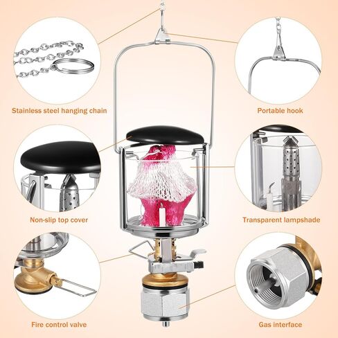 Baluue Camping Gas Lantern Propane Lamp Outdoor Fuel-Powered Tent Light Portable Emergency Illumination Tool with Lamp Cover for Hiking and Camping in Saudi Arabia